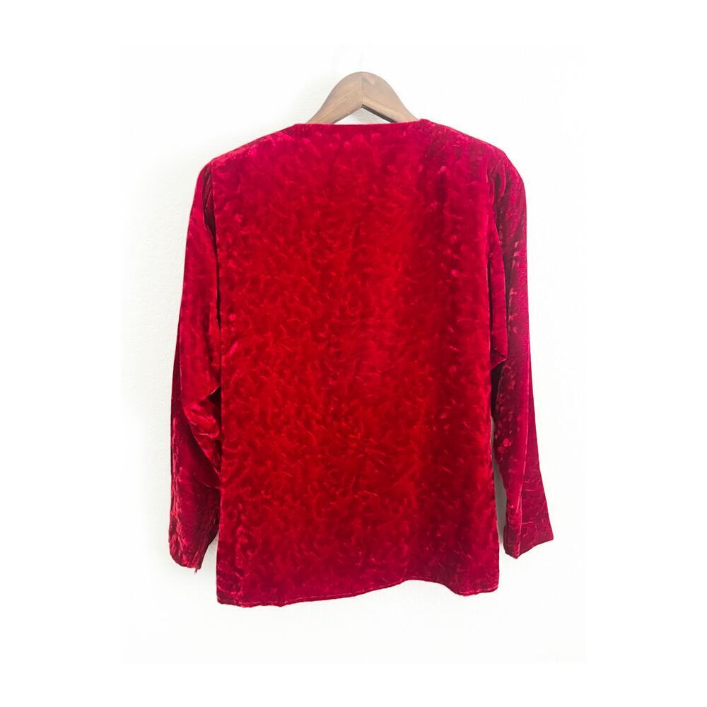 Saint Laurent Rive Gauche Vintage Velvet Single Button Jacket Red 38/ 4/ Small - Picture 4 of 7